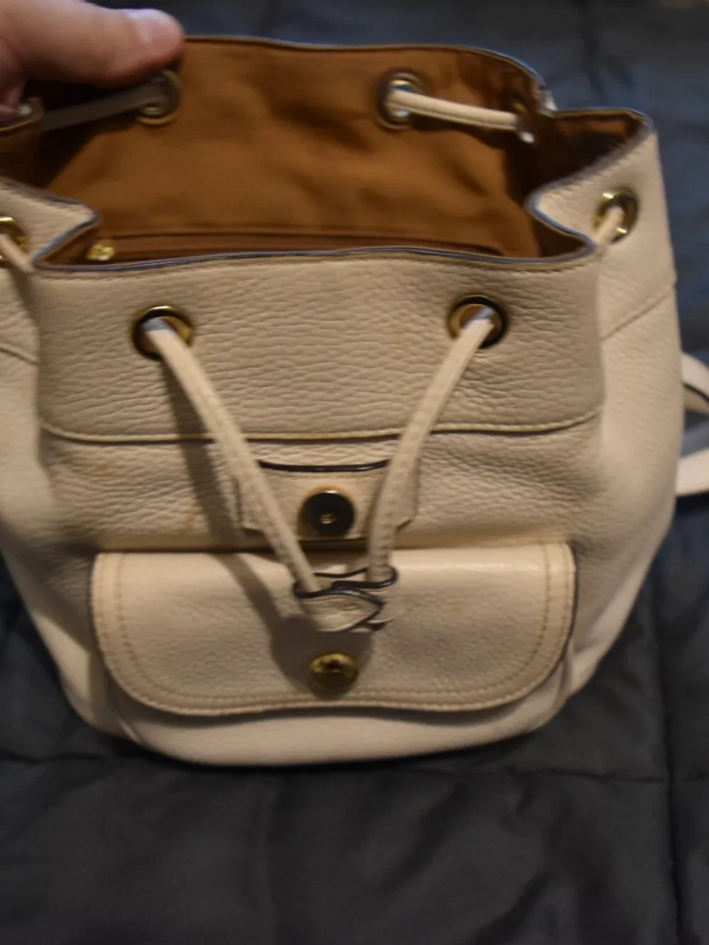 Coach Pennie 22 Soft White Leather Pebbled Backpack
